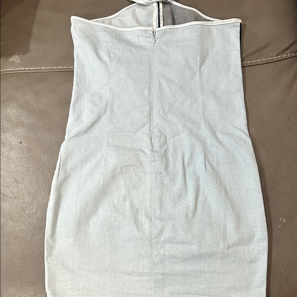 Blue Blush Stylish Blue Patchwork Denim Halter Dr… - image 5